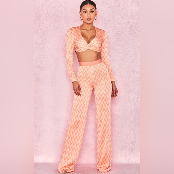 House of CB Pants - House of CB Peach Zigzag Jumpsuit